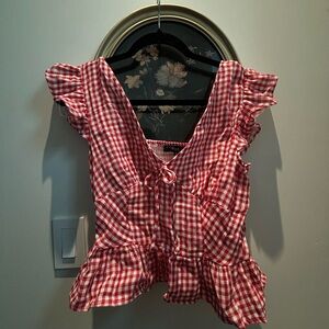 Cute Red Gingham Top